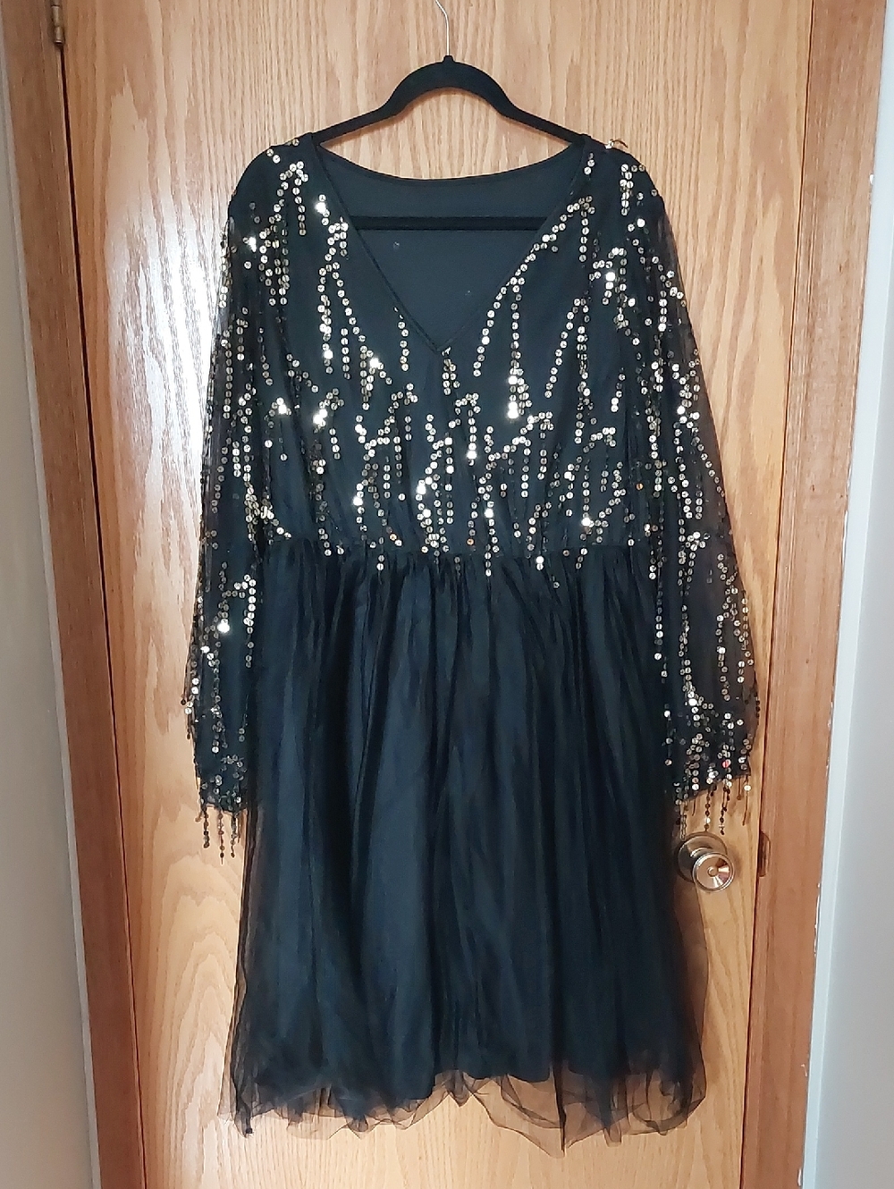 BloomChic Black Dress with Gold Sequins